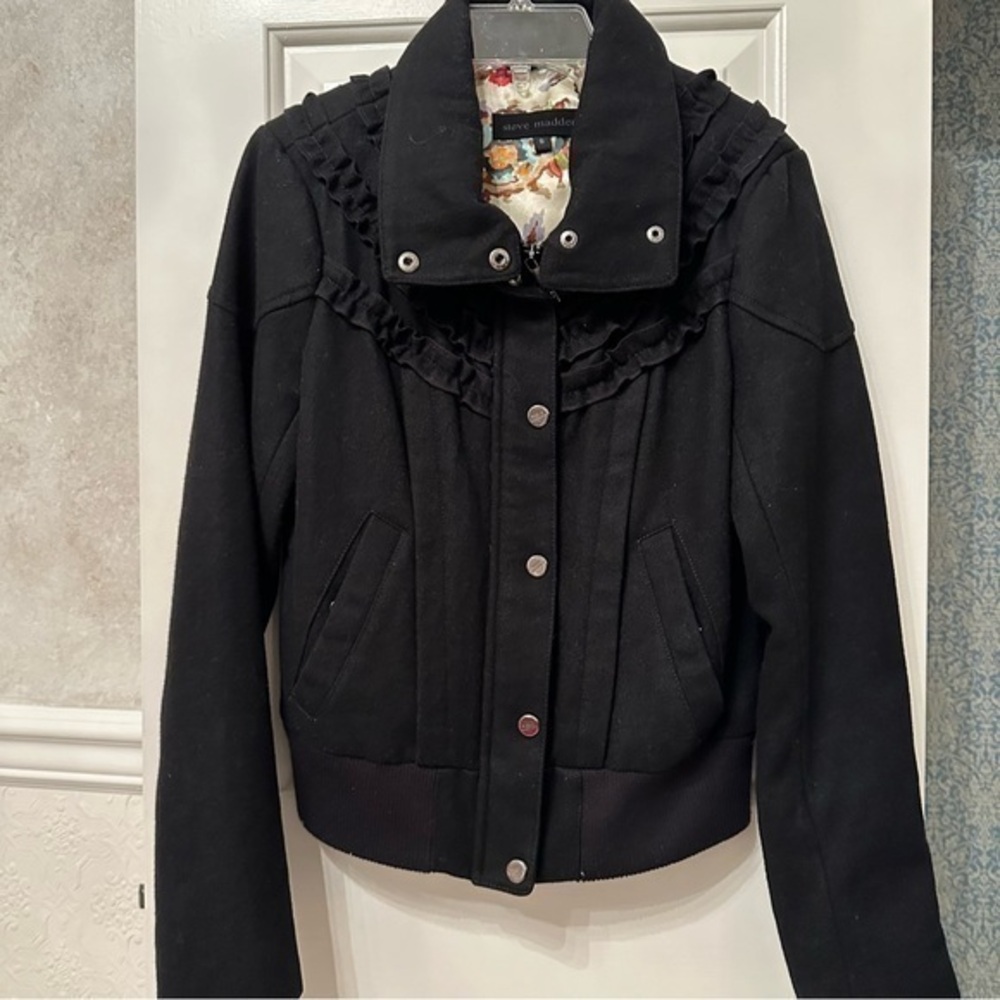 Steve Madden black wool-blend bomber jacket - women’s S